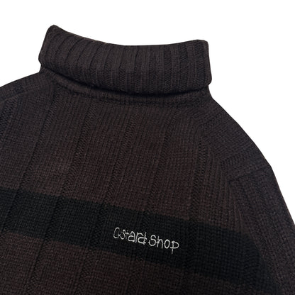 Custard Reclaimed Roll-Neck Dark Purple Jumper | Size Medium