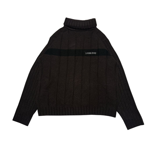 Custard Reclaimed Roll-Neck Dark Purple Jumper | Size Medium