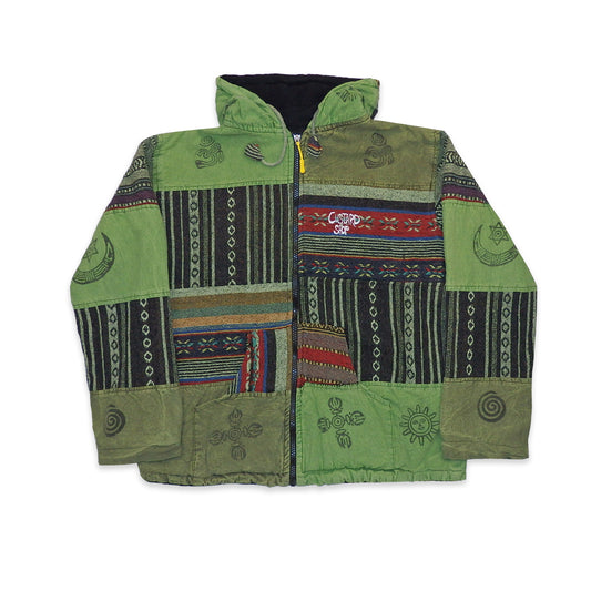 Custard Reclaimed Pattern Hippie Jacket | Size X-Large