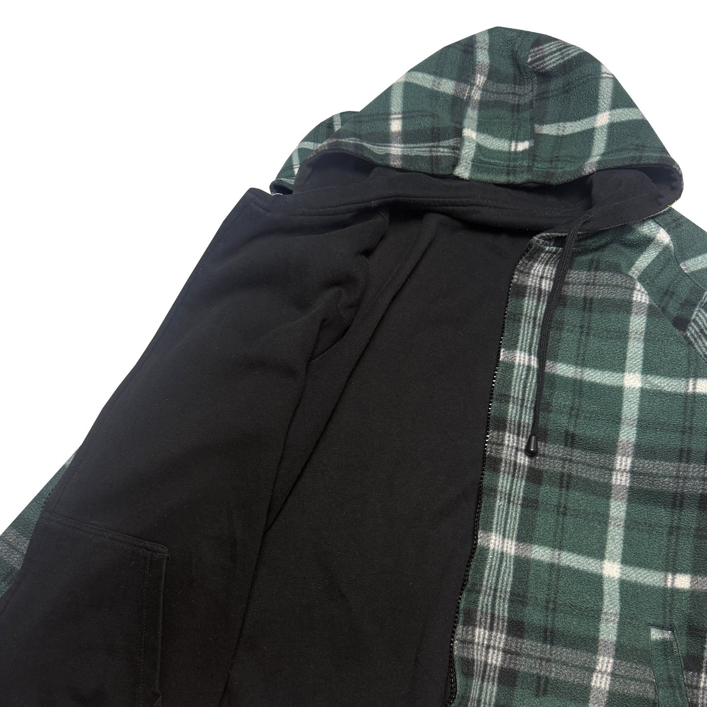 Custard Reclaimed Reversible Check Zip Hoodie | Size Large