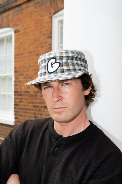 Plaid Cotton Pillbox Graffiti Adjustable Cap