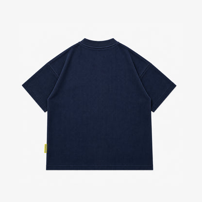 Waffle Embroidered T-Shirt | Navy