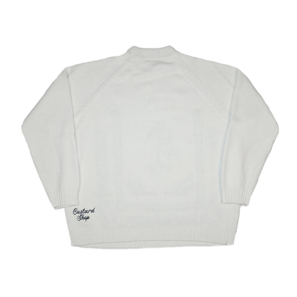 Custard Reclaimed White Pattern Jumper | Size Large