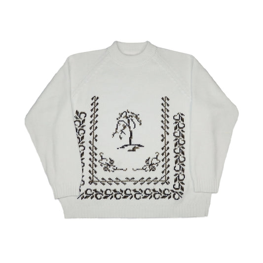 Custard Reclaimed White Pattern Jumper | Size Large
