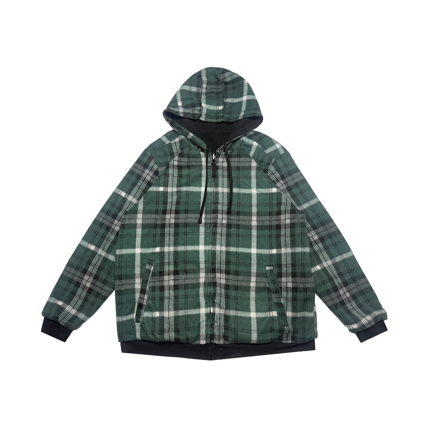 Custard Reclaimed Reversible Check Zip Hoodie | Size Large