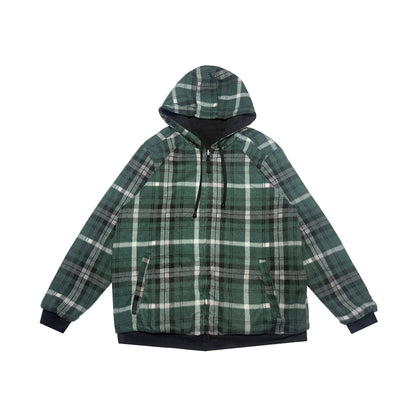 Custard Reclaimed Reversible Check Zip Hoodie | Size Large