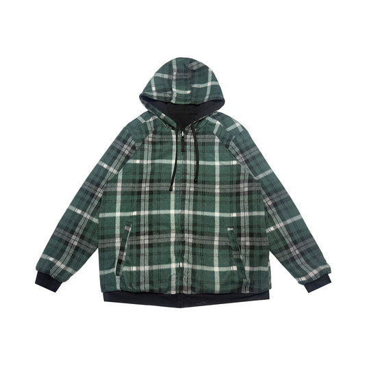 Custard Reclaimed Reversible Check Zip Hoodie | Size Large