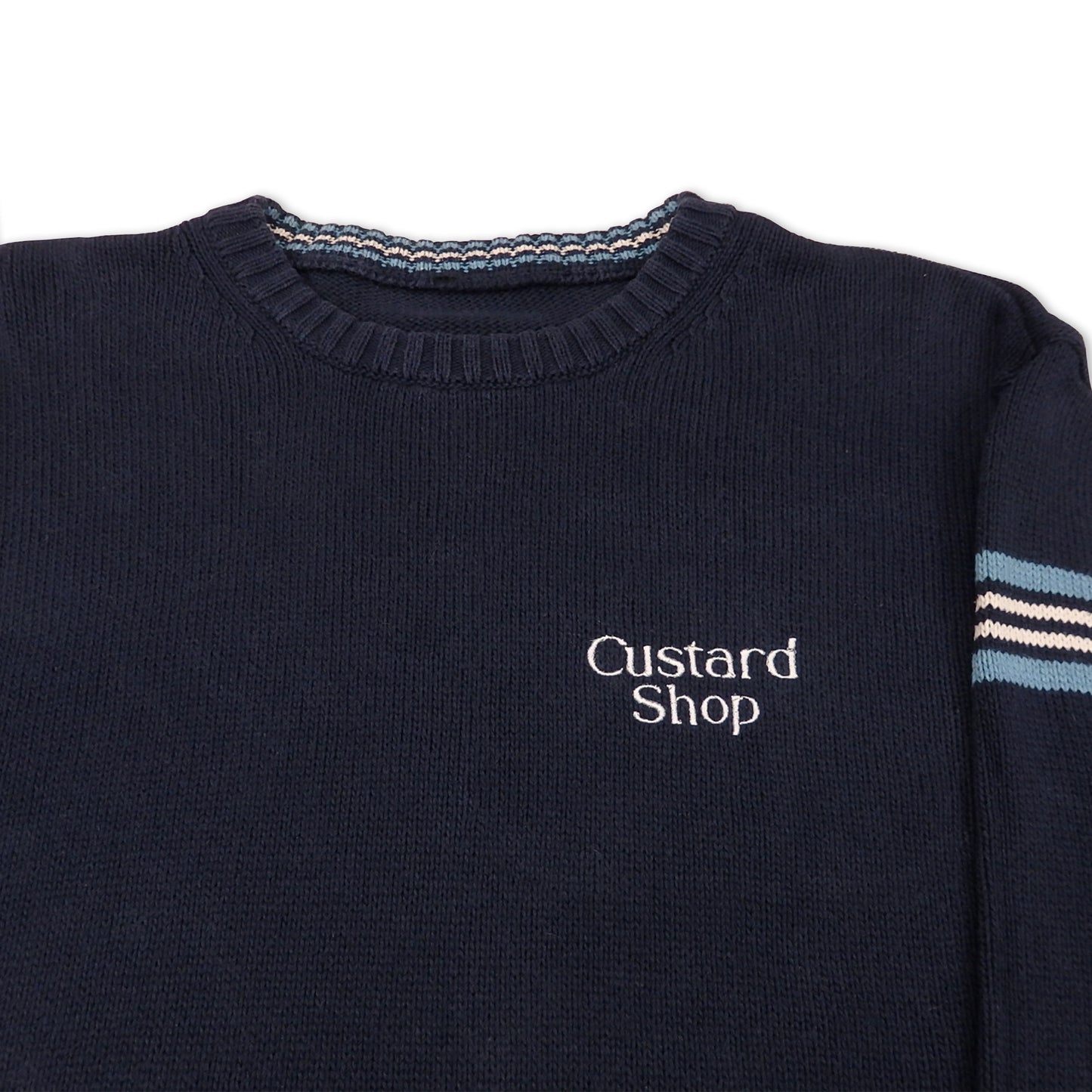 Custard Reclaimed Knitted Striped Jumper | Size Medium