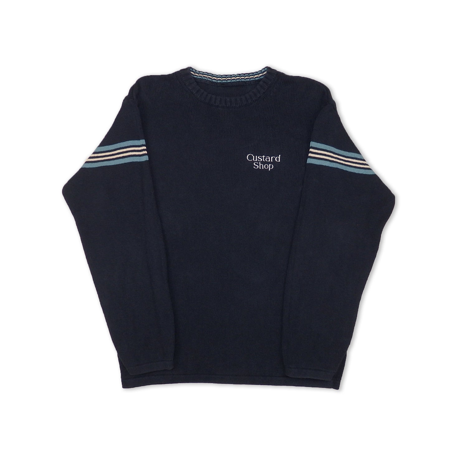 Custard Reclaimed Knitted Striped Jumper | Size Medium