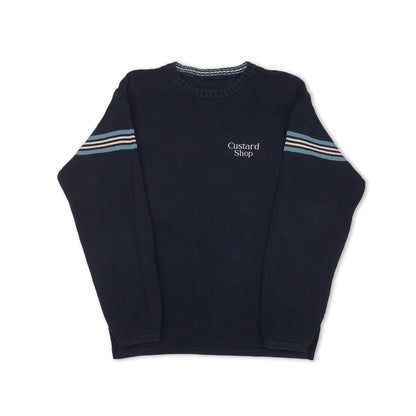 Custard Reclaimed Knitted Striped Jumper | Size Medium