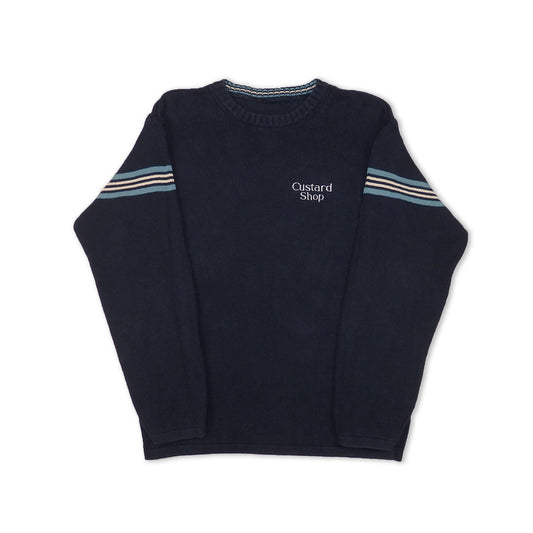 Custard Reclaimed Knitted Striped Jumper | Size Medium