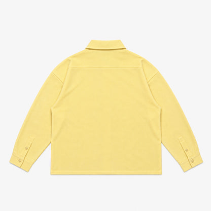Waffle Long Sleeve Button-up Shirt | Pastel Yellow