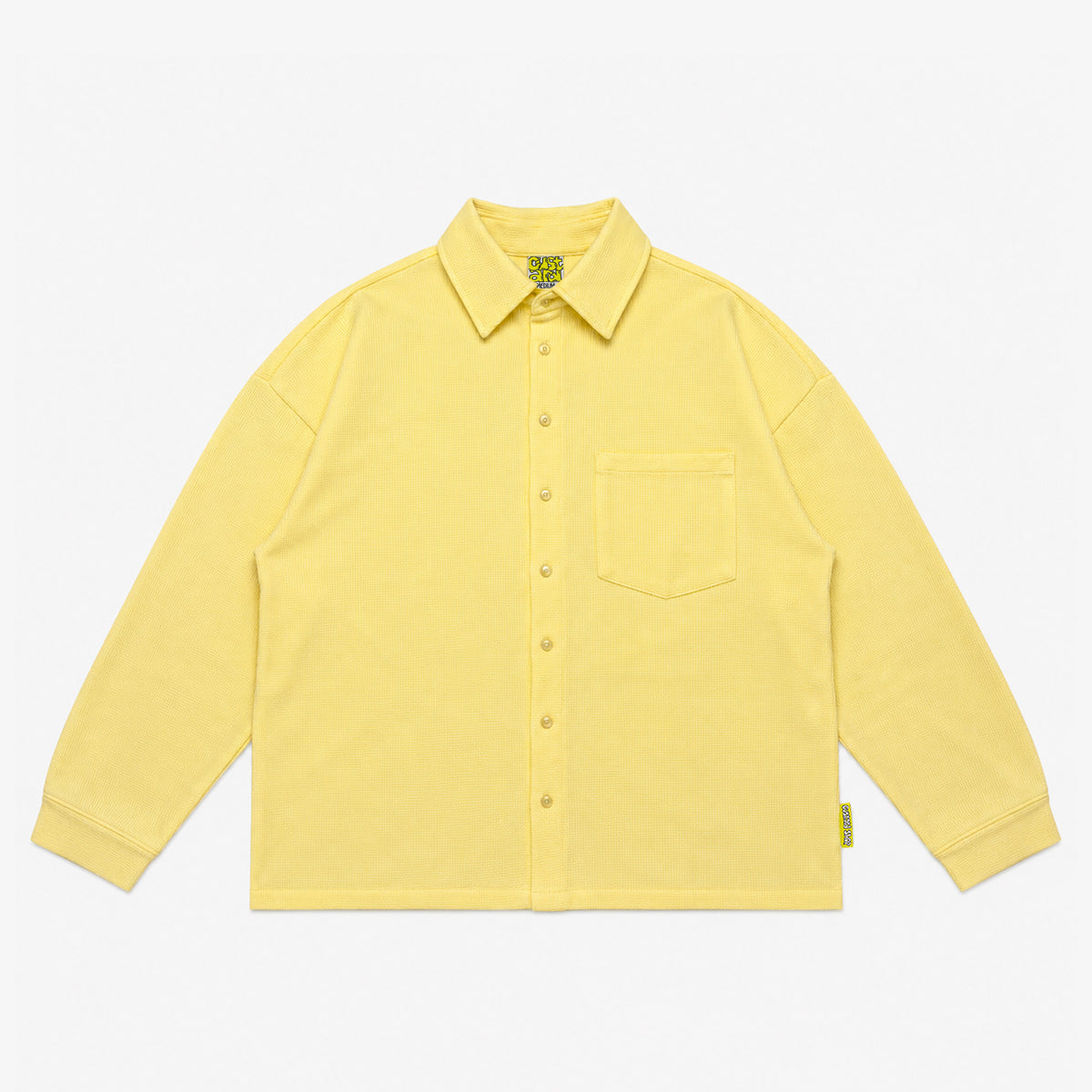 Waffle Long Sleeve Button-up Shirt | Pastel Yellow