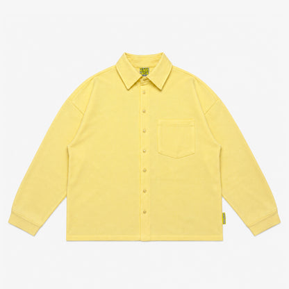 Waffle Long Sleeve Button-up Shirt | Pastel Yellow