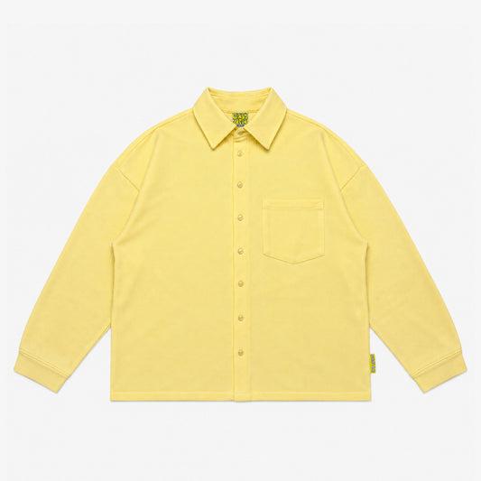 Waffle Long Sleeve Button-up Shirt | Pastel Yellow
