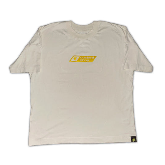 Custard Shop Embroidered Box Logo Tee | Beige Custard Shop Official