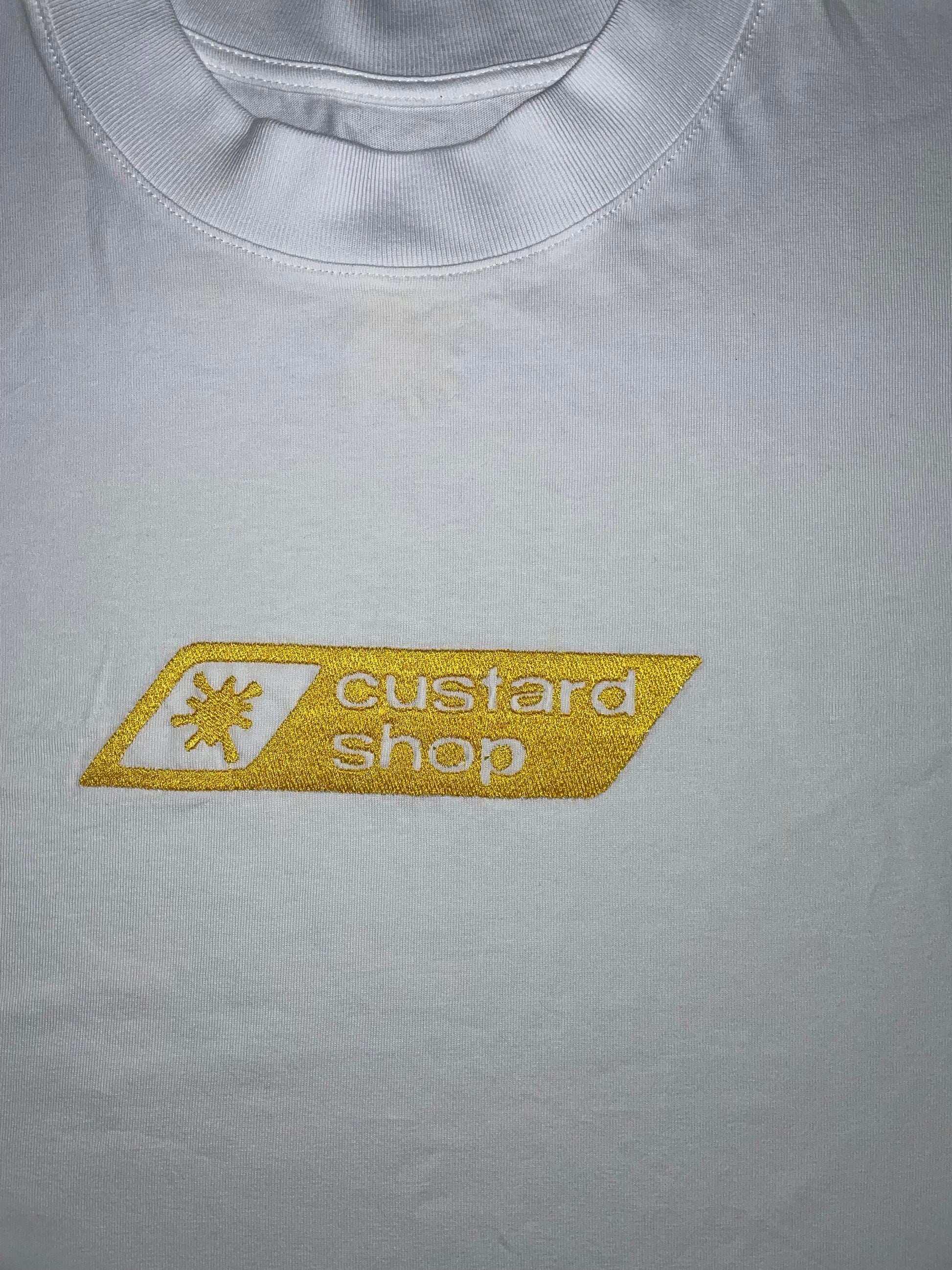 Custard Shop Embroidered Box Logo Tee | White Custard Shop Official
