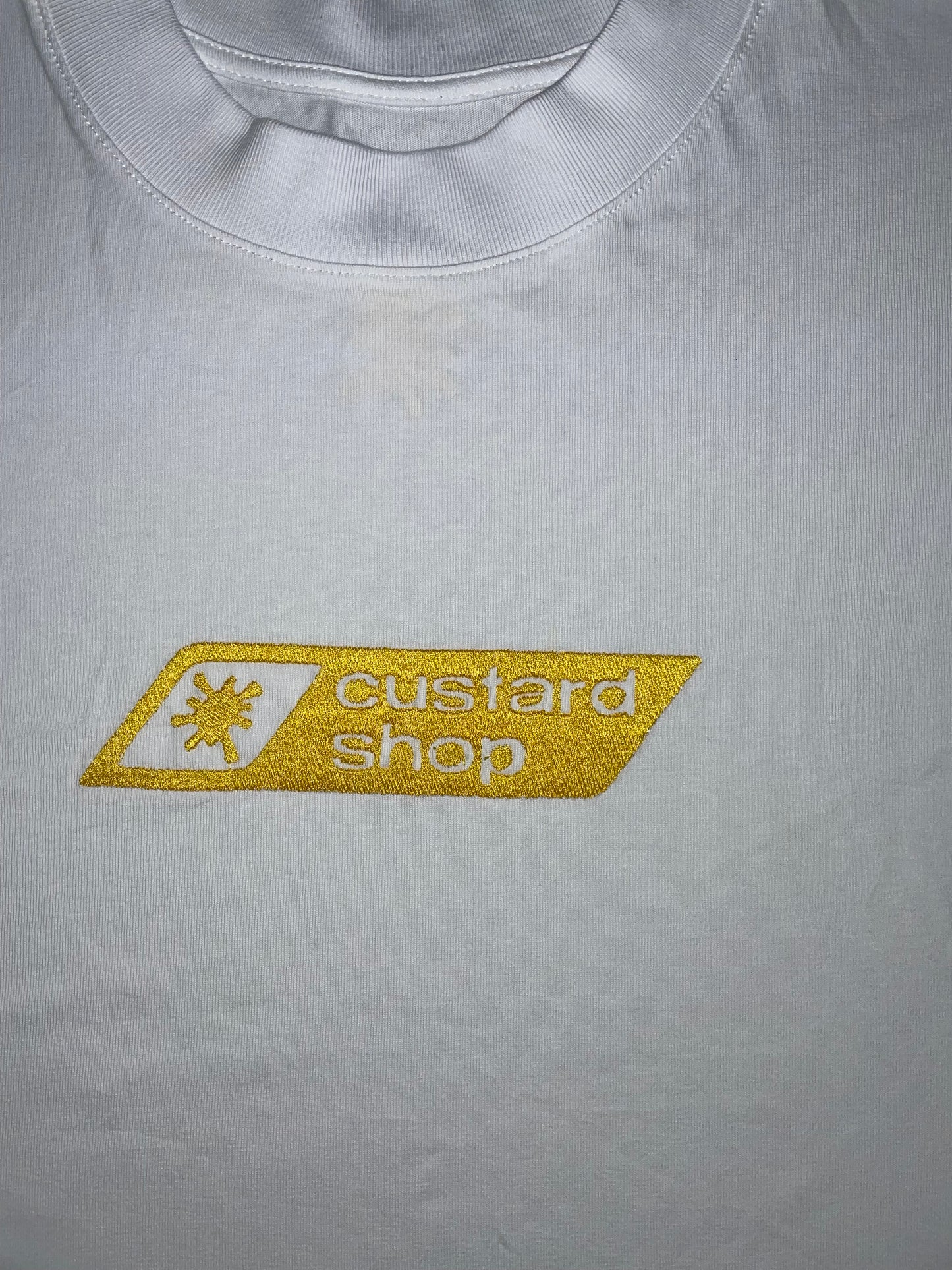 Custard Shop Embroidered Box Logo Tee | White Custard Shop Official