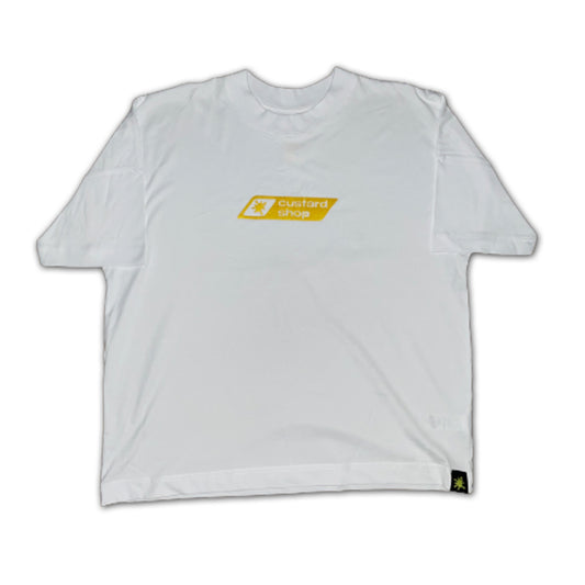 Custard Shop Embroidered Box Logo Tee | White Custard Shop Official