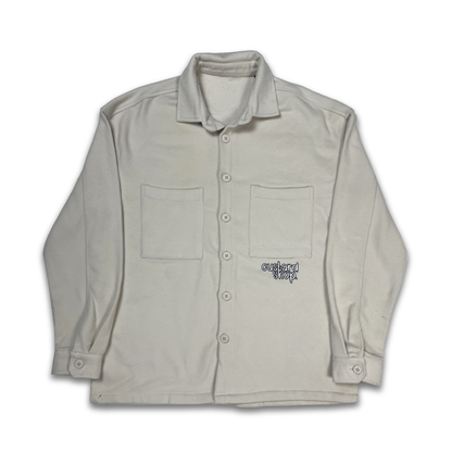 Custard Reclaimed Button-Up Beige Corduroy Shirt | Size Large