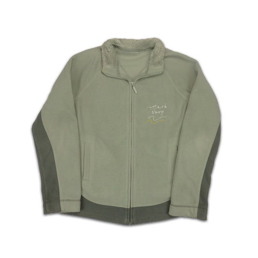 Custard Reclaimed Two-Tone Green Full-Zip Fleece | Size Small