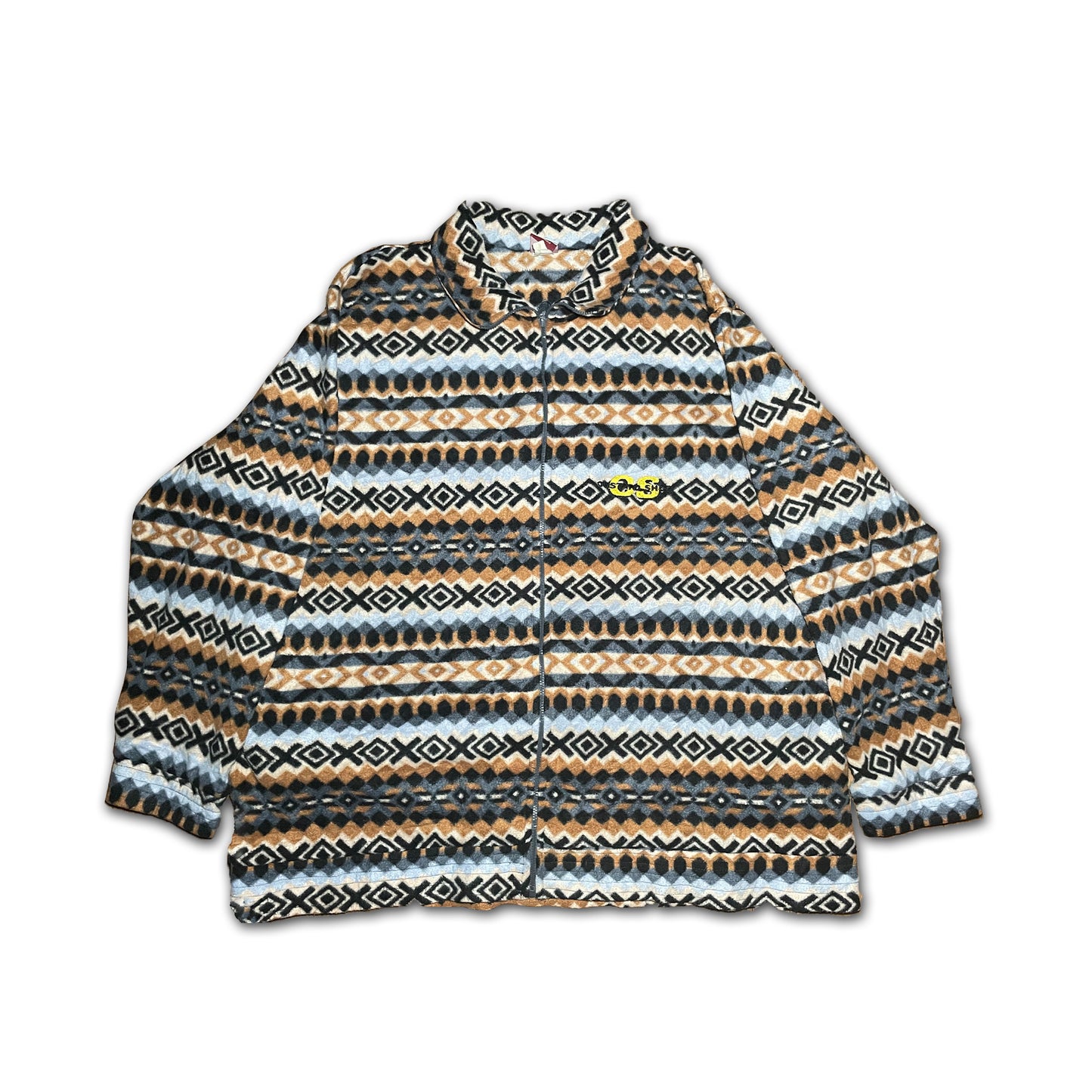 Custard Reclaimed Winter Patterned Full-Zip Fleece | Size Large