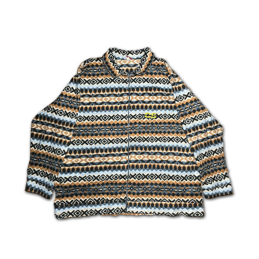 Custard Reclaimed Winter Patterned Full-Zip Fleece | Size Large