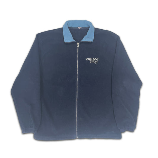 Custard Reclaimed Blue Full-Zip Fleece | Size Large
