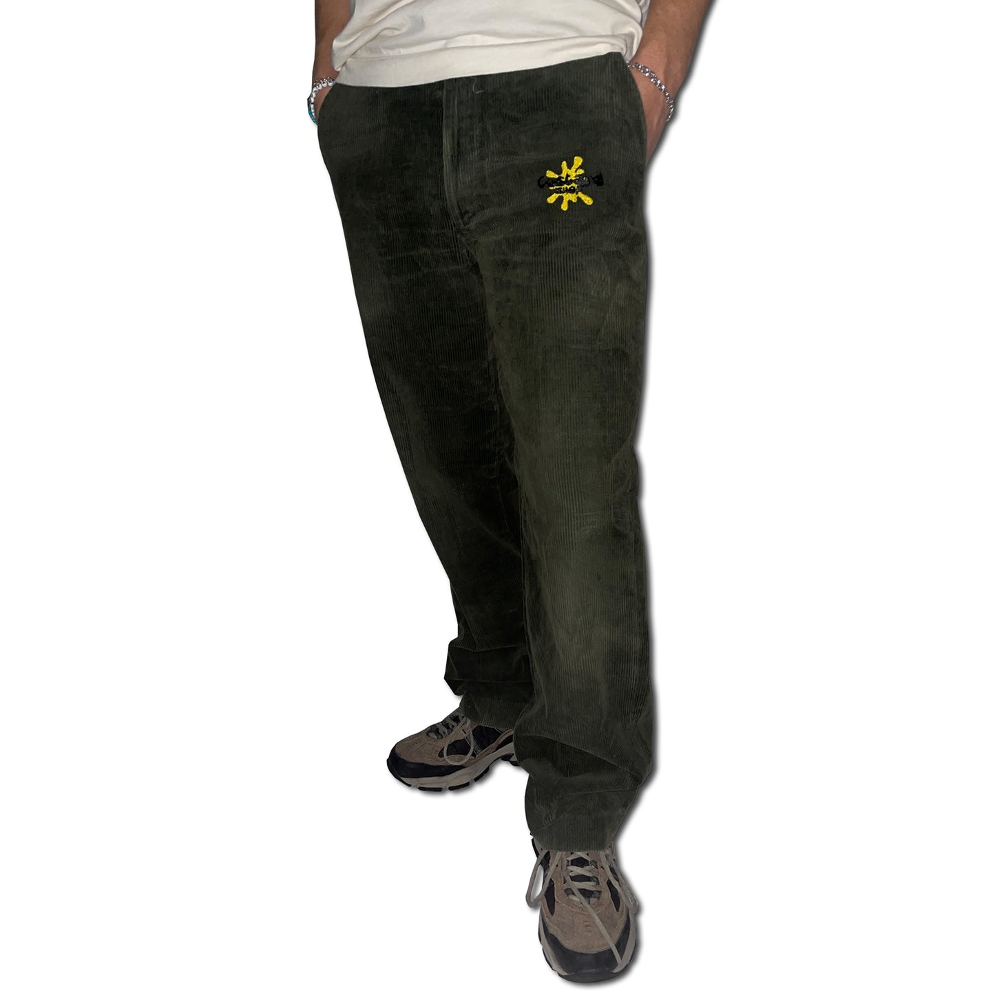 Custard Reclaimed Green Corduroy Trousers | Size 34"