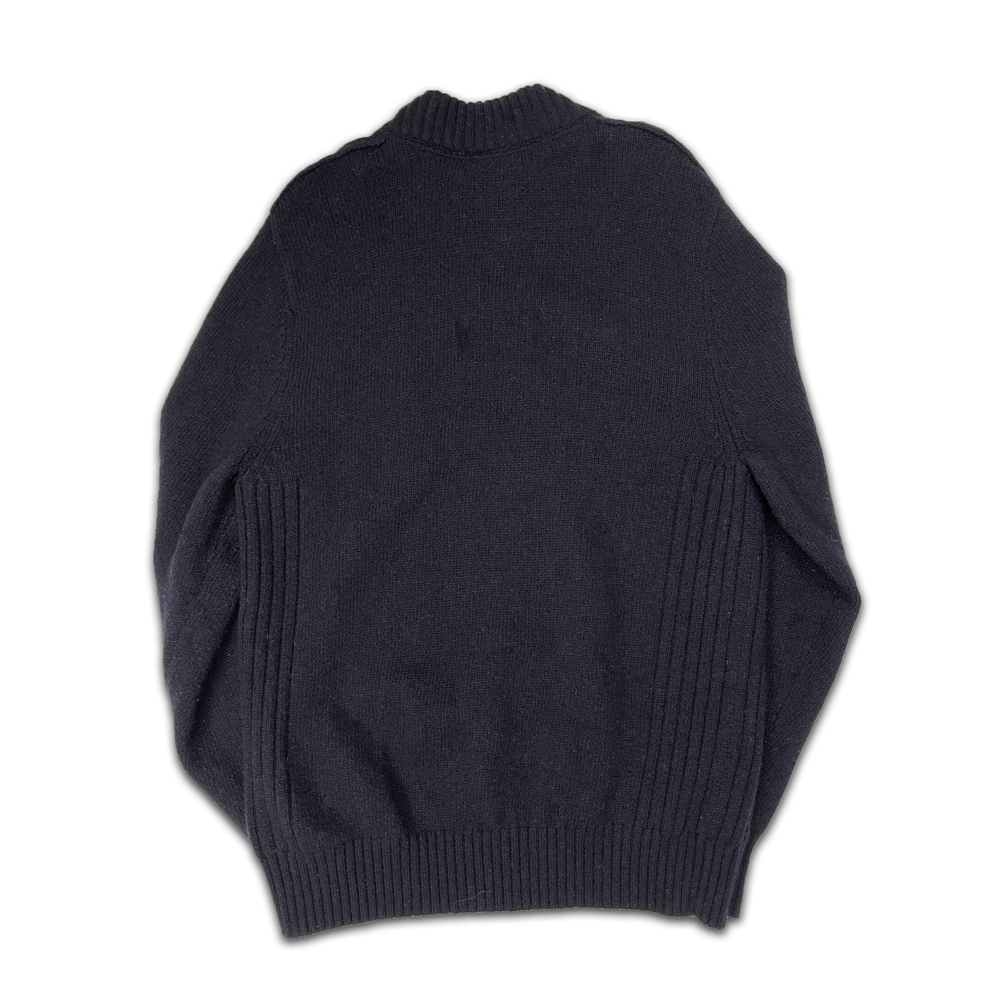 Custard Reclaimed Knitted Wool Navy Jumper | Size Medium