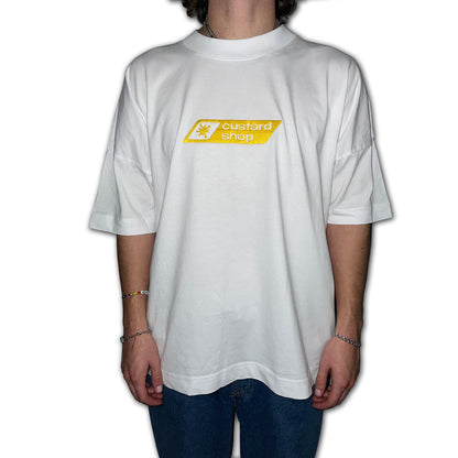 Custard Shop Embroidered Box Logo Tee | White Custard Shop Official