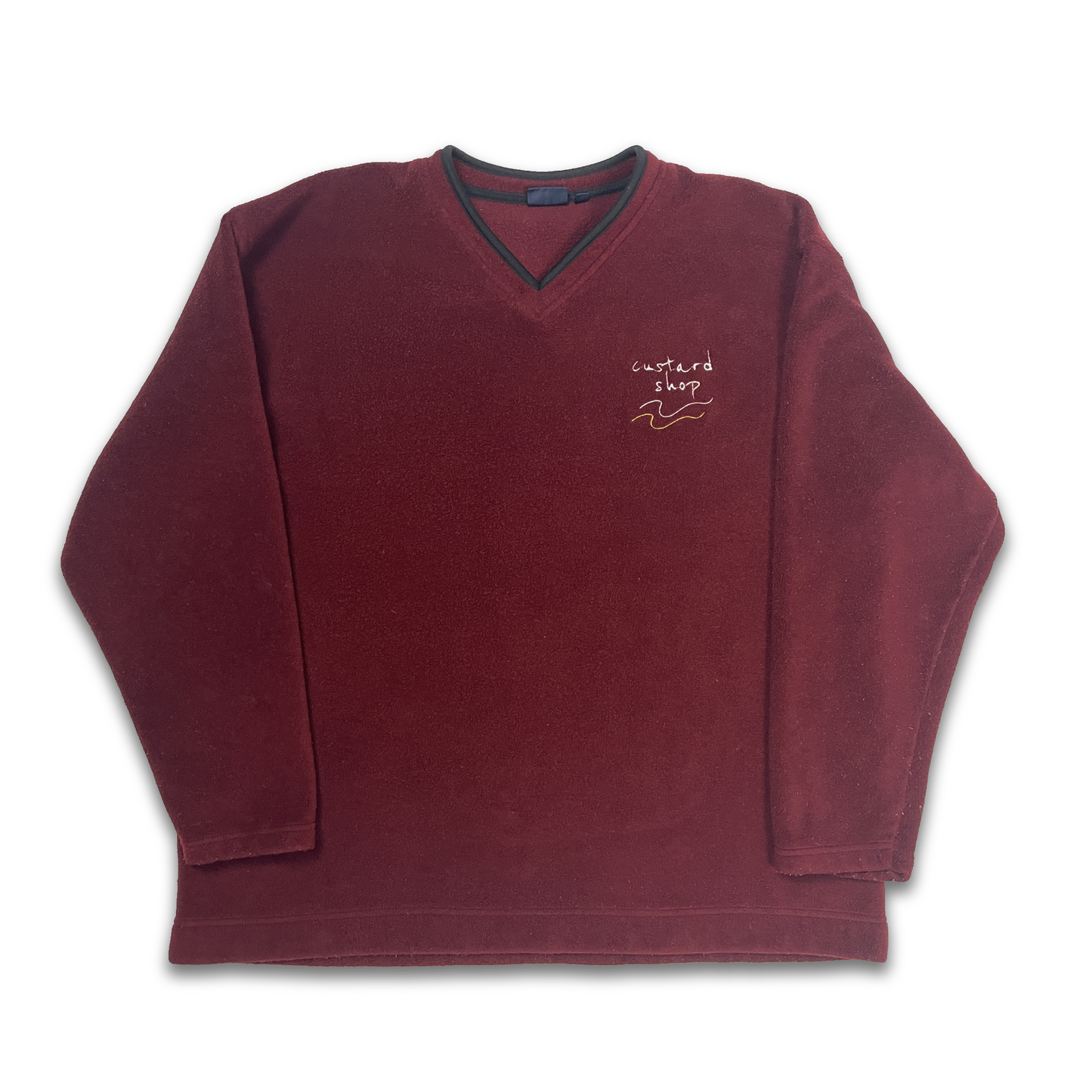 Custard Reclaimed Red Sherpa Fleece Sweatshirt | Size Large