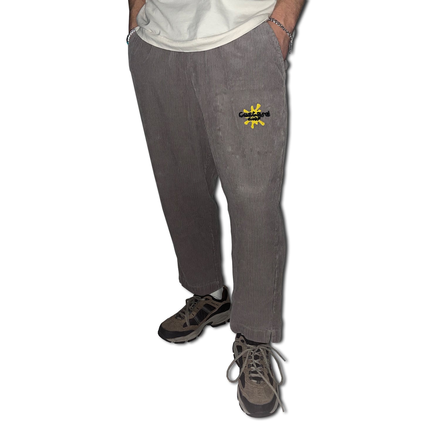 Custard Reclaimed Grey Corduroy Trousers | Size 33"