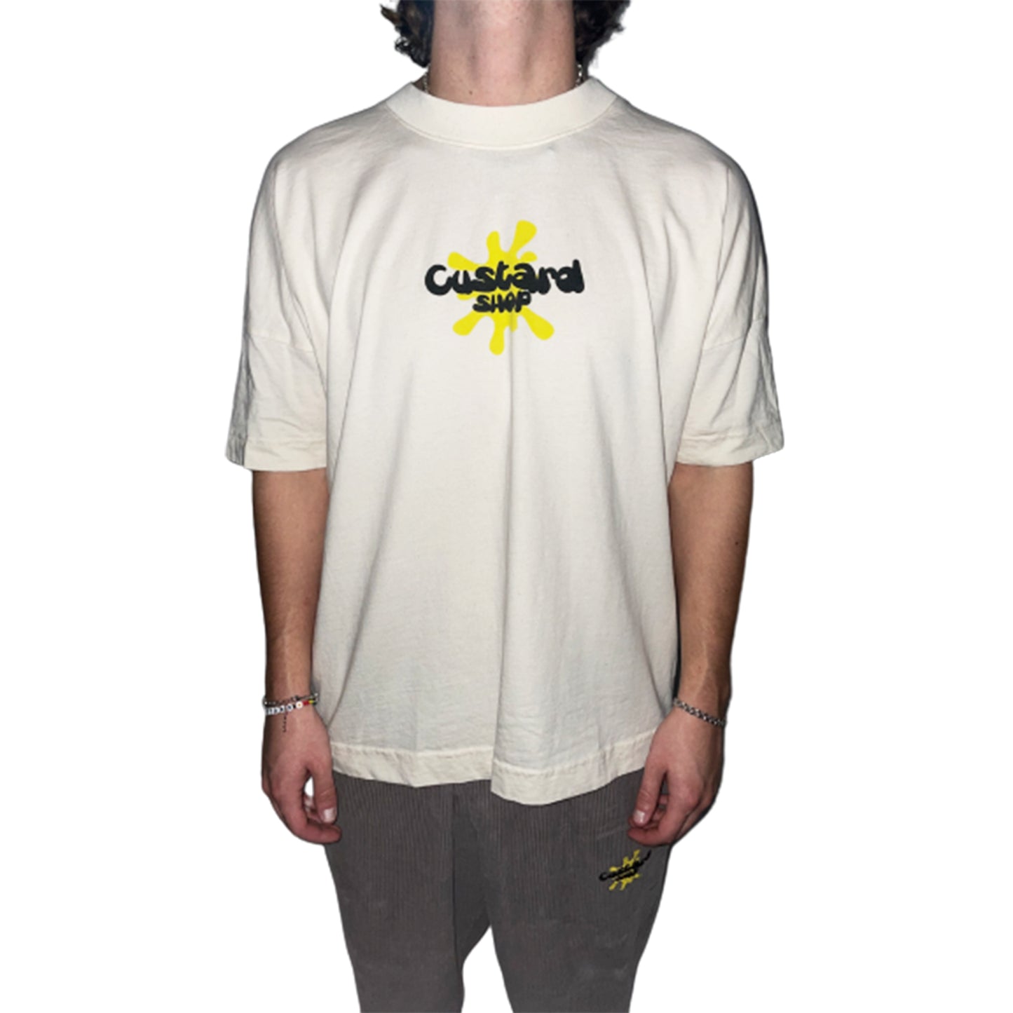 Custard Shop Official Splodge T-Shirt | Beige Custard Shop Official