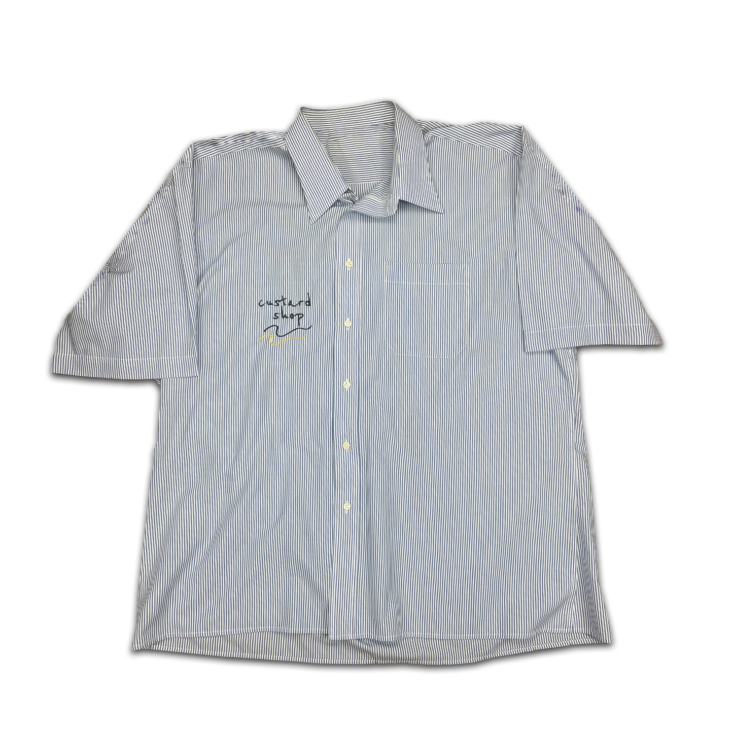 Custard Reclaimed Blue and White Stripe Shirt | Size XL