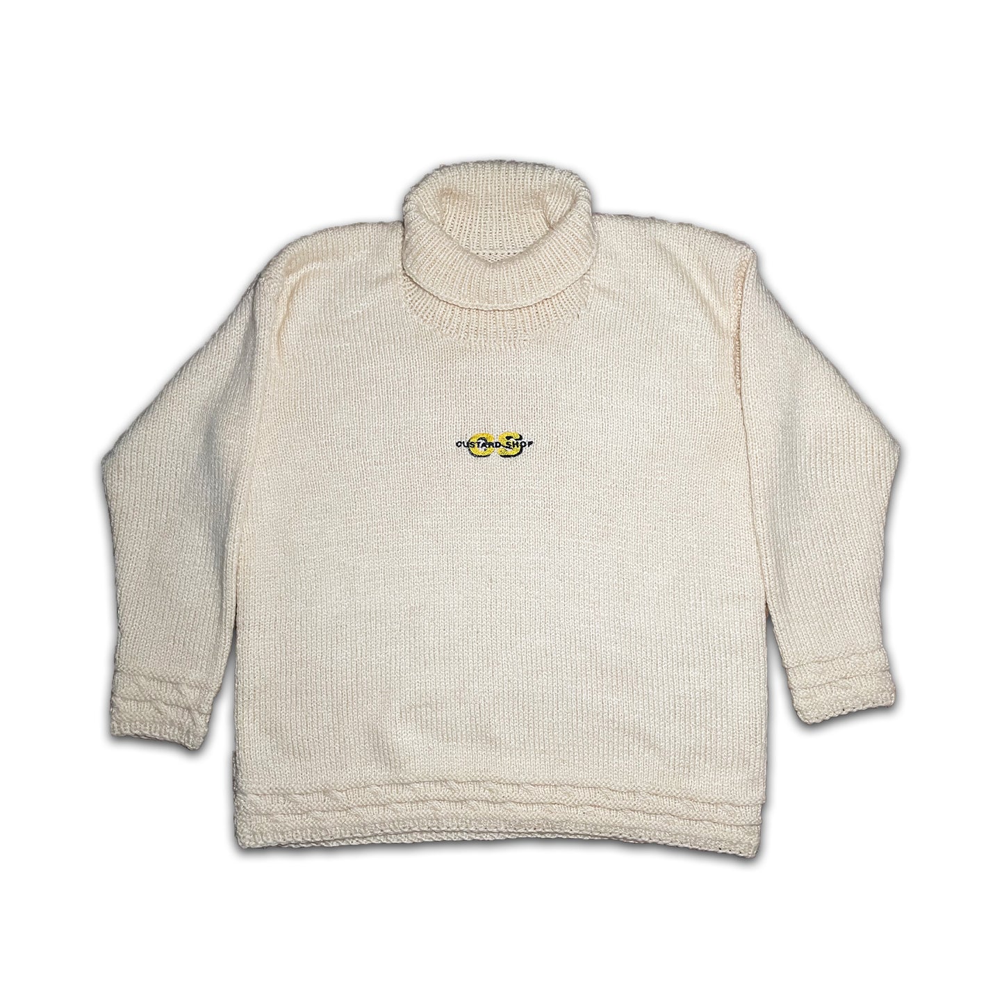 Custard Reclaimed Wool Roll-Neck Jumper | Size Medium