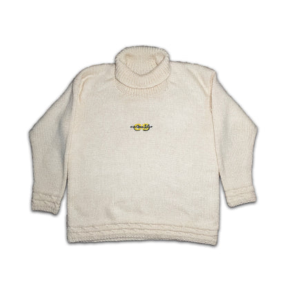 Custard Reclaimed Wool Roll-Neck Jumper | Size Medium